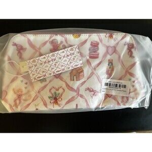 Loveshackfancy x Roller Rabbit Sugarplum Lattice Pink Makeup Bag Large Pouch NWT